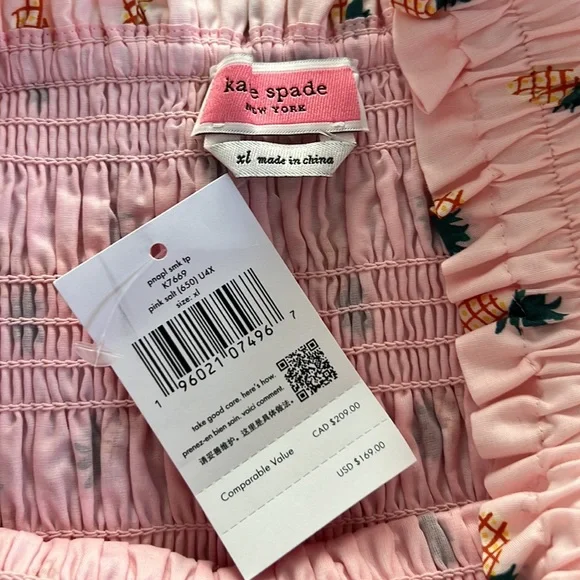 Kate spade ♠️ pineapple smock peplum top BNWT - Picture 3 of 3